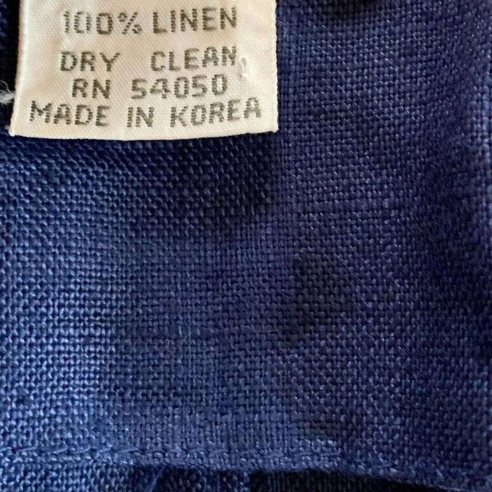 Vintage Christian Dior Blue Linen Long Blazer Jacket 12 lagenlook patch pockets